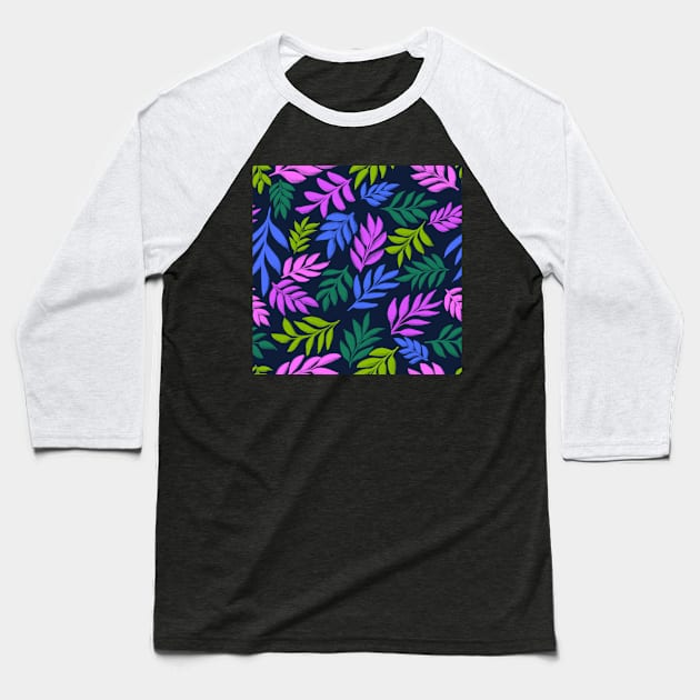 Leaves Pattern Baseball T-Shirt by Shine Design Blossom